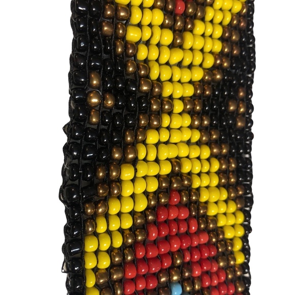 Beaded Belt, Southwestern, Carved Wood Buckle, Adjustable, Elastic, Stretchy - Picture 11 of 17